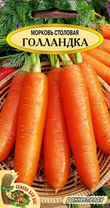Семена. Морковь столовая "Голландка" РС1, 2гр. Раннеспелая, цилиндрическая, 15-17 см, урожайная - фото 4853